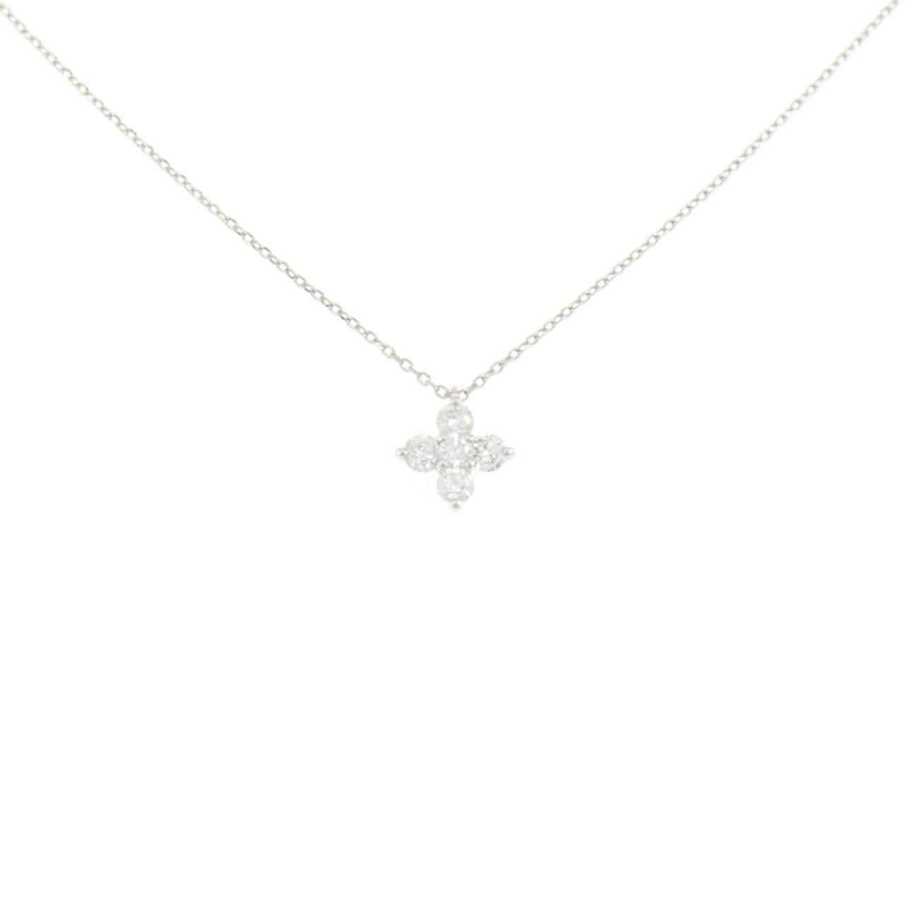 PT900/PT850 フラワー ダイヤモンド ネックレス 0.18CT