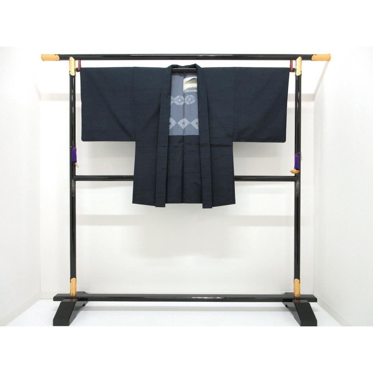 Men's pongee kimono and haori 2-piece set