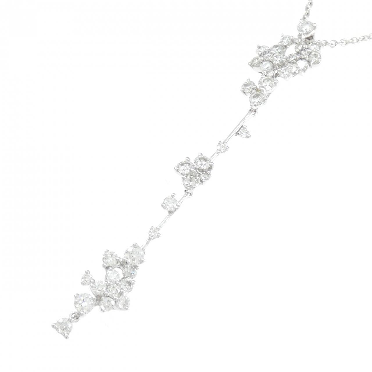 750WG/PT850 フラワー ダイヤモンド ネックレス 1.33CT