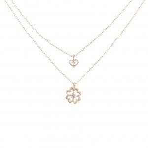 K18PG ハート×クローバー サファイヤ ネックレス 0.01CT