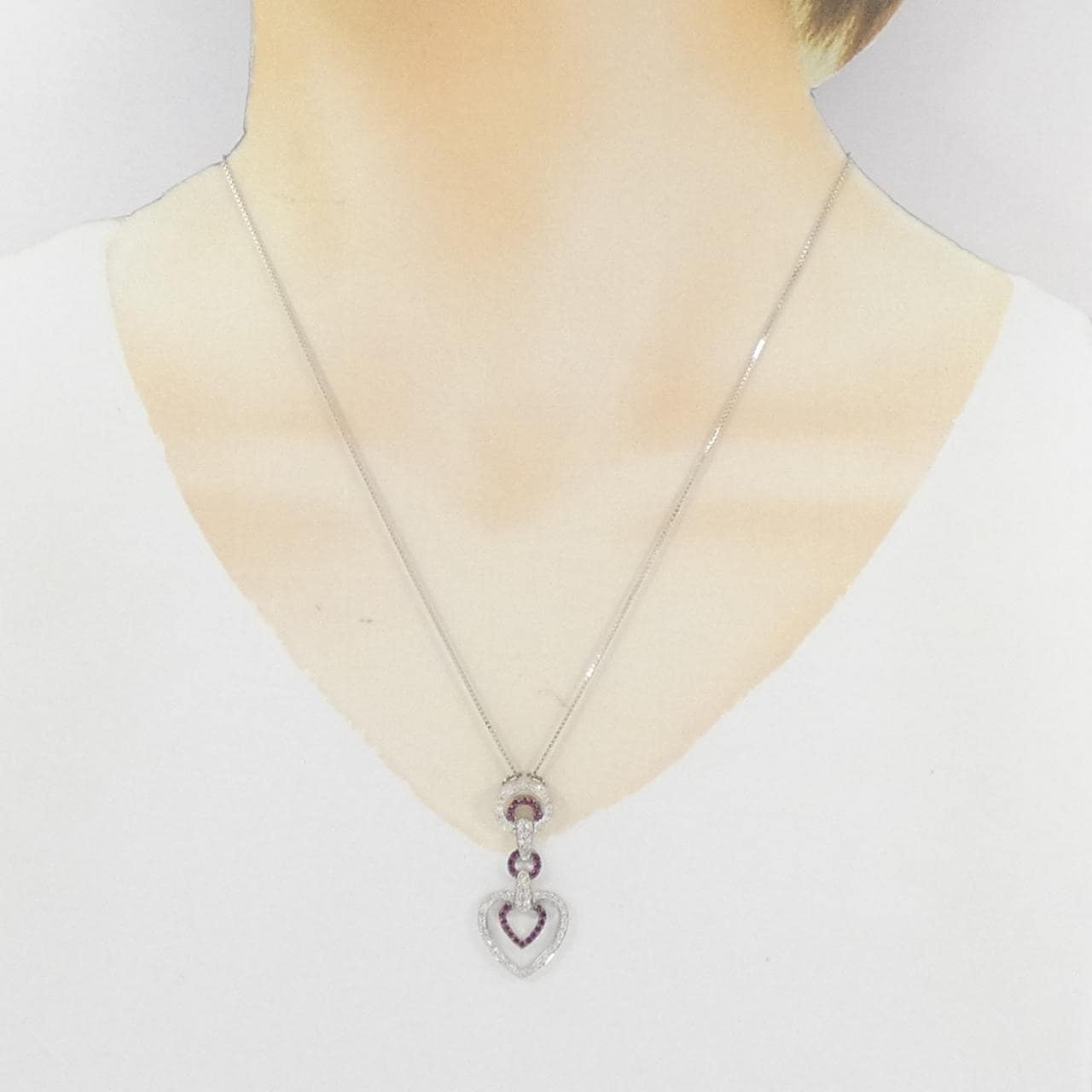 K18WG/K18BG ハート ルビー ネックレス