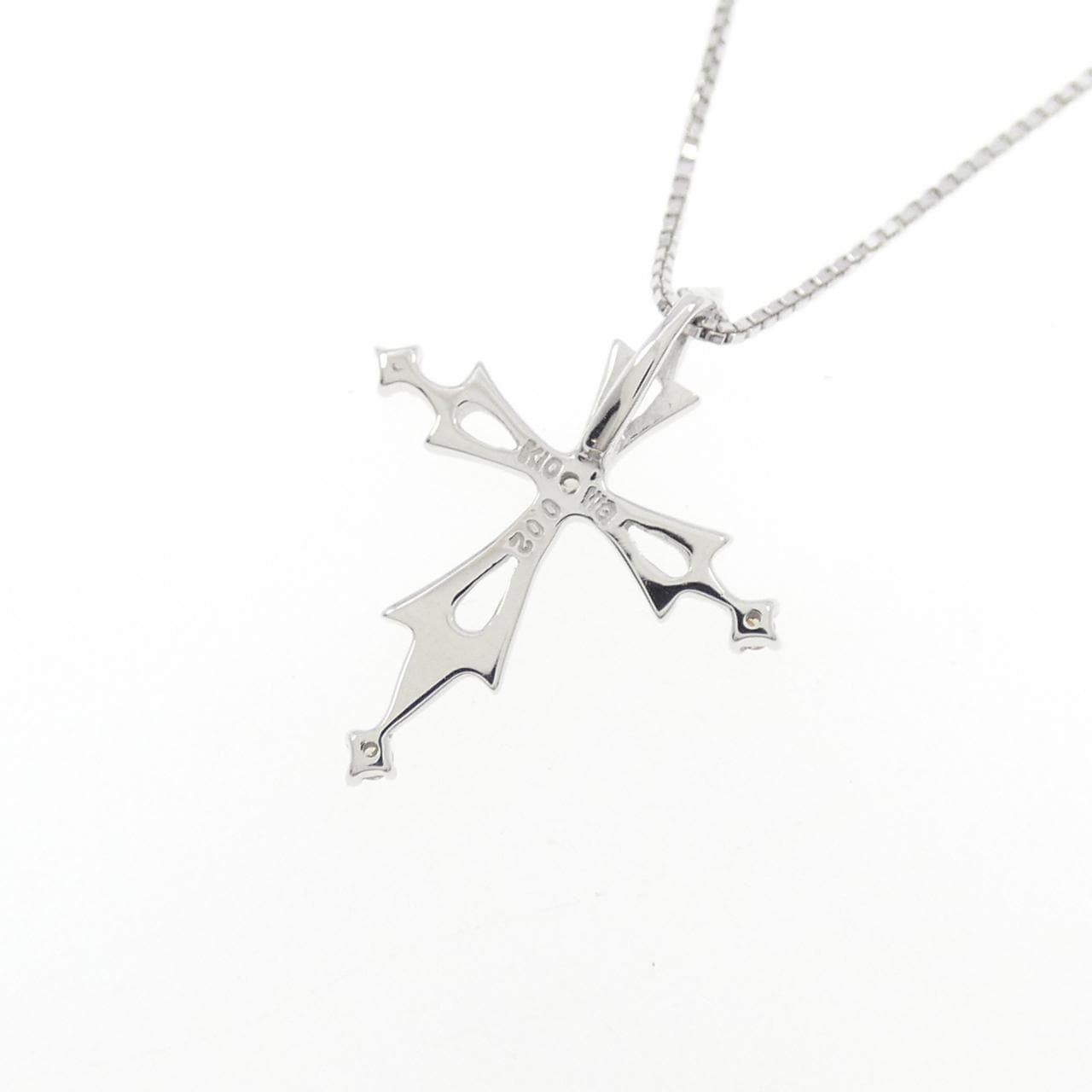 K10WG クロス ダイヤモンド ネックレス 0.02CT