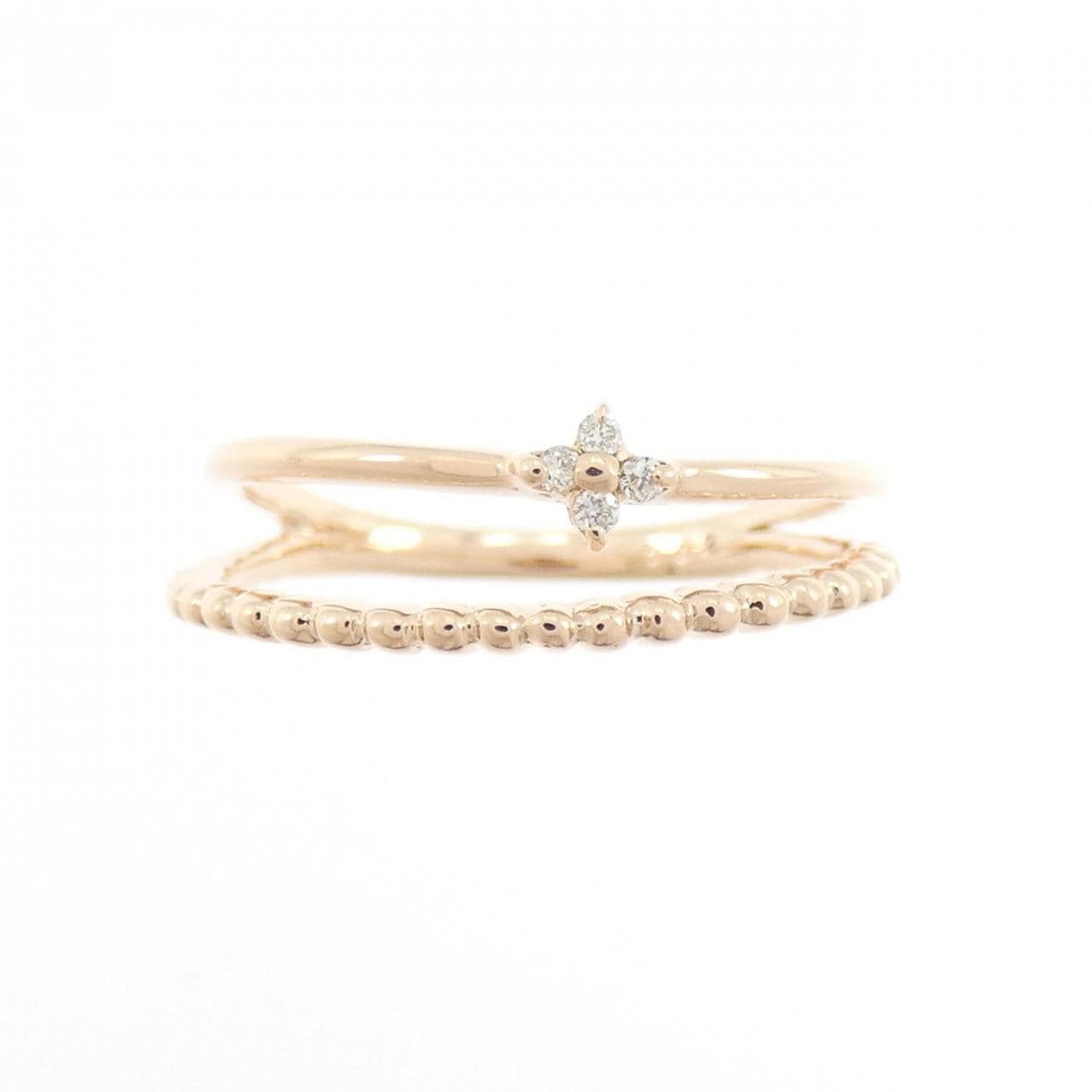 K10PG フラワー ダイヤモンド リング 0.02CT