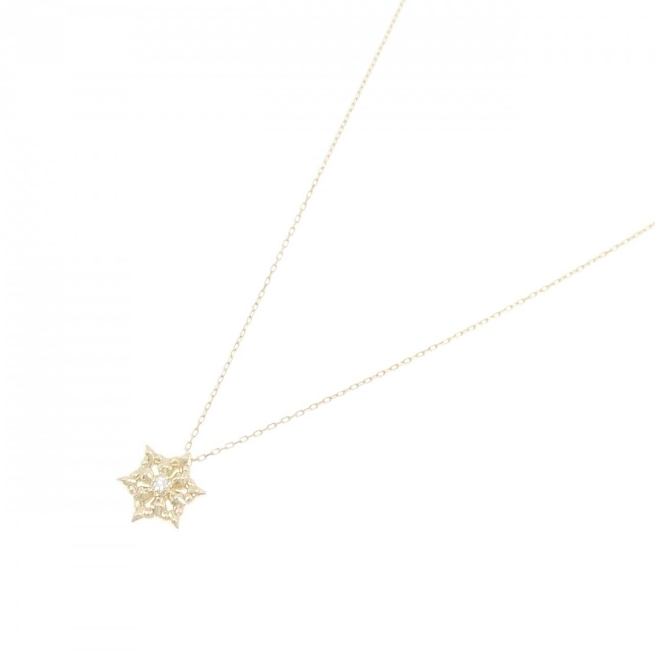 K10YG スノーフレーク ダイヤモンド ネックレス 0.01CT
