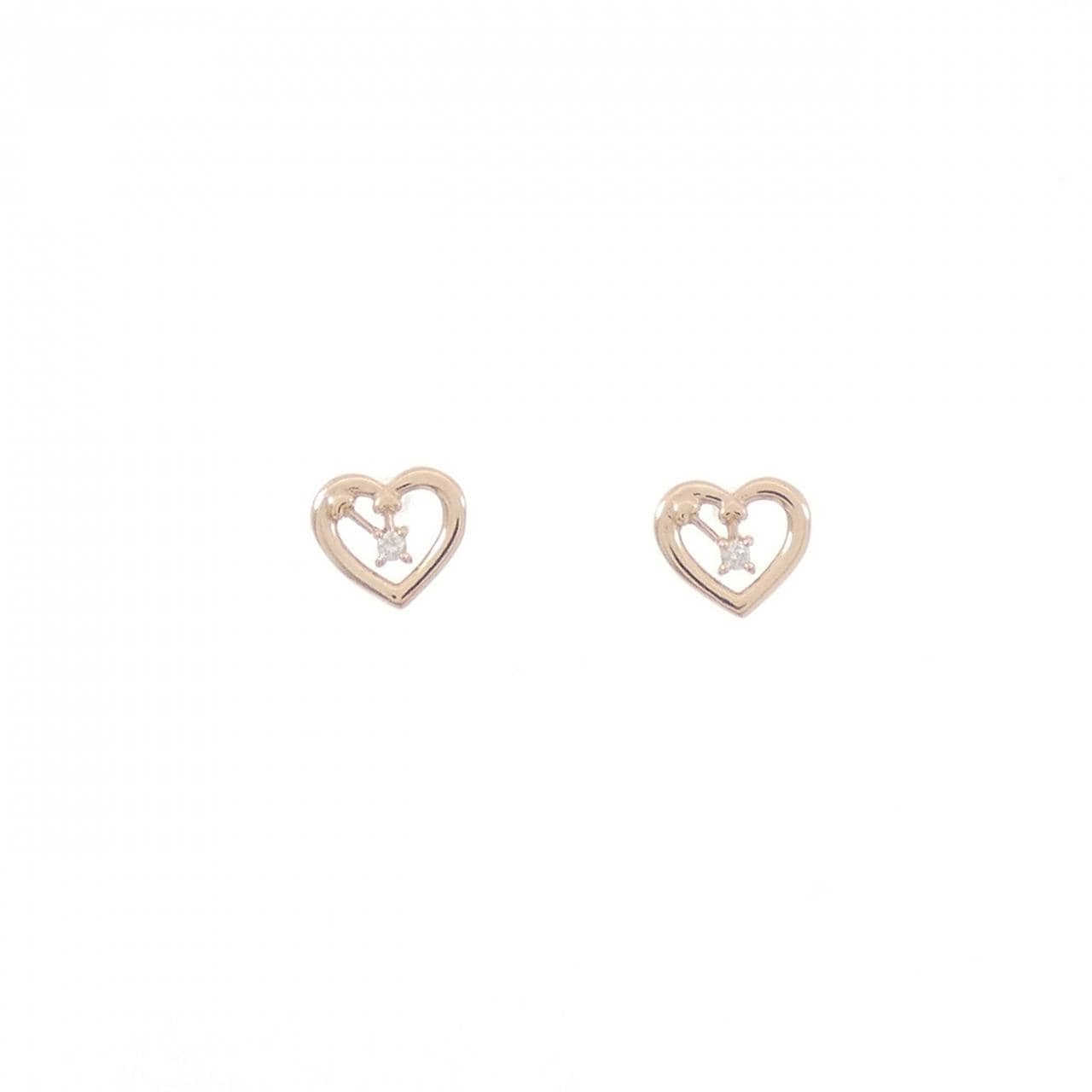 K10PG ハート ダイヤモンド ピアス 0.014CT
