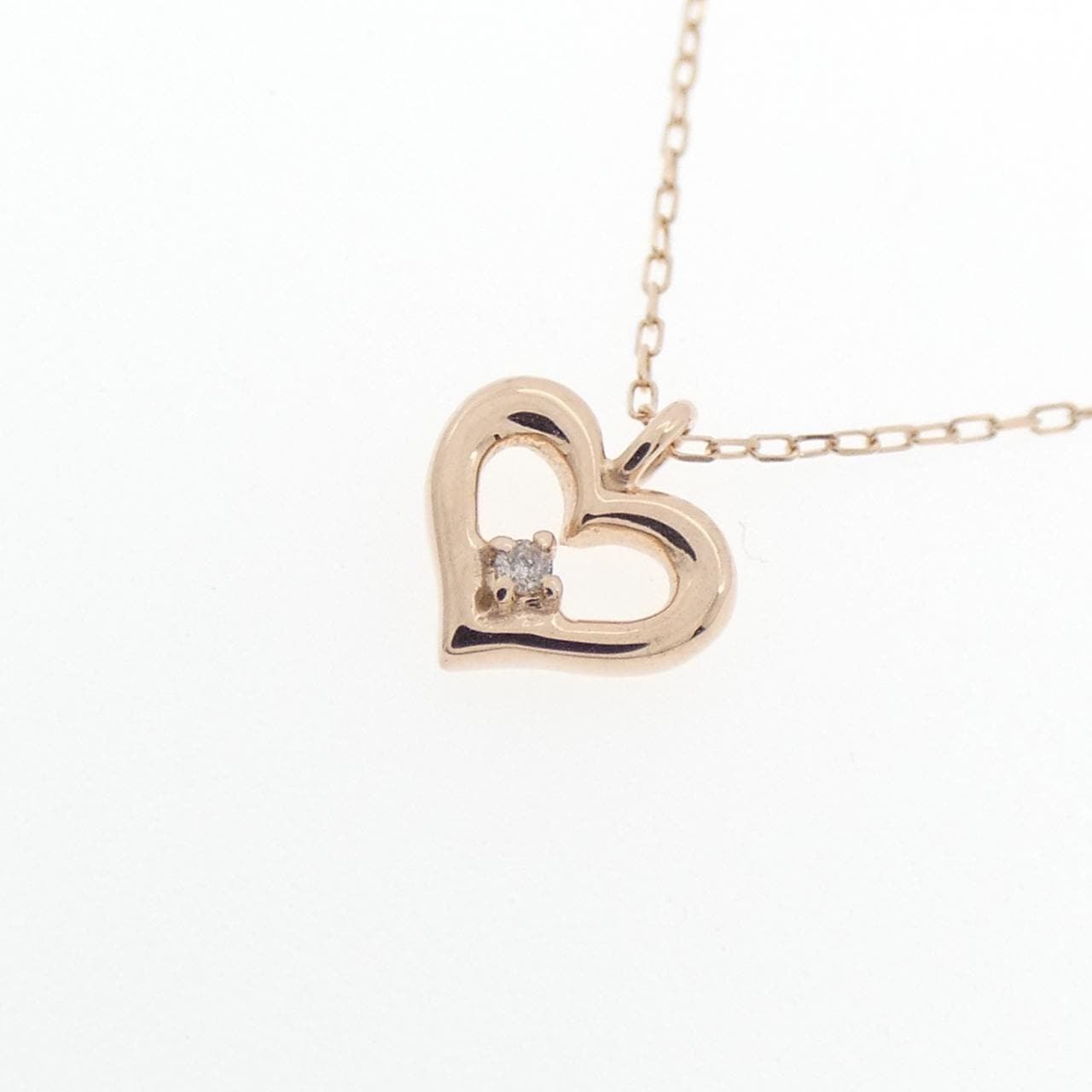 K10PG ハート ダイヤモンド ネックレス 0.005CT