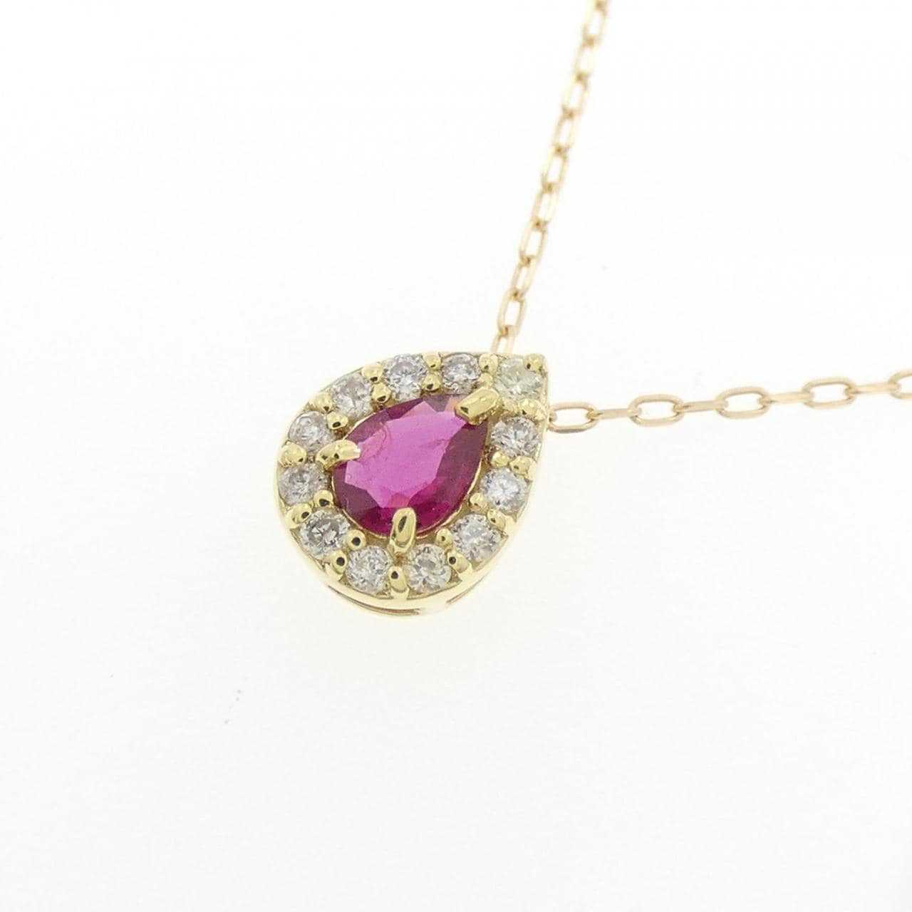 [BRAND NEW] K18YG Ruby Necklace 0.11CT