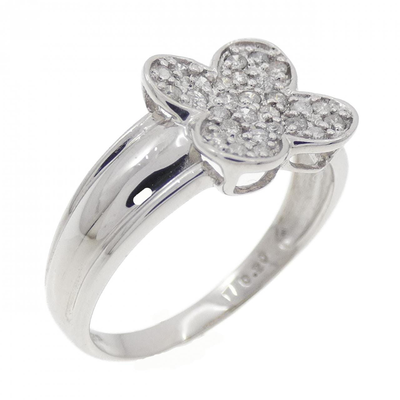 K18WG フラワー ダイヤモンド リング 0.20CT