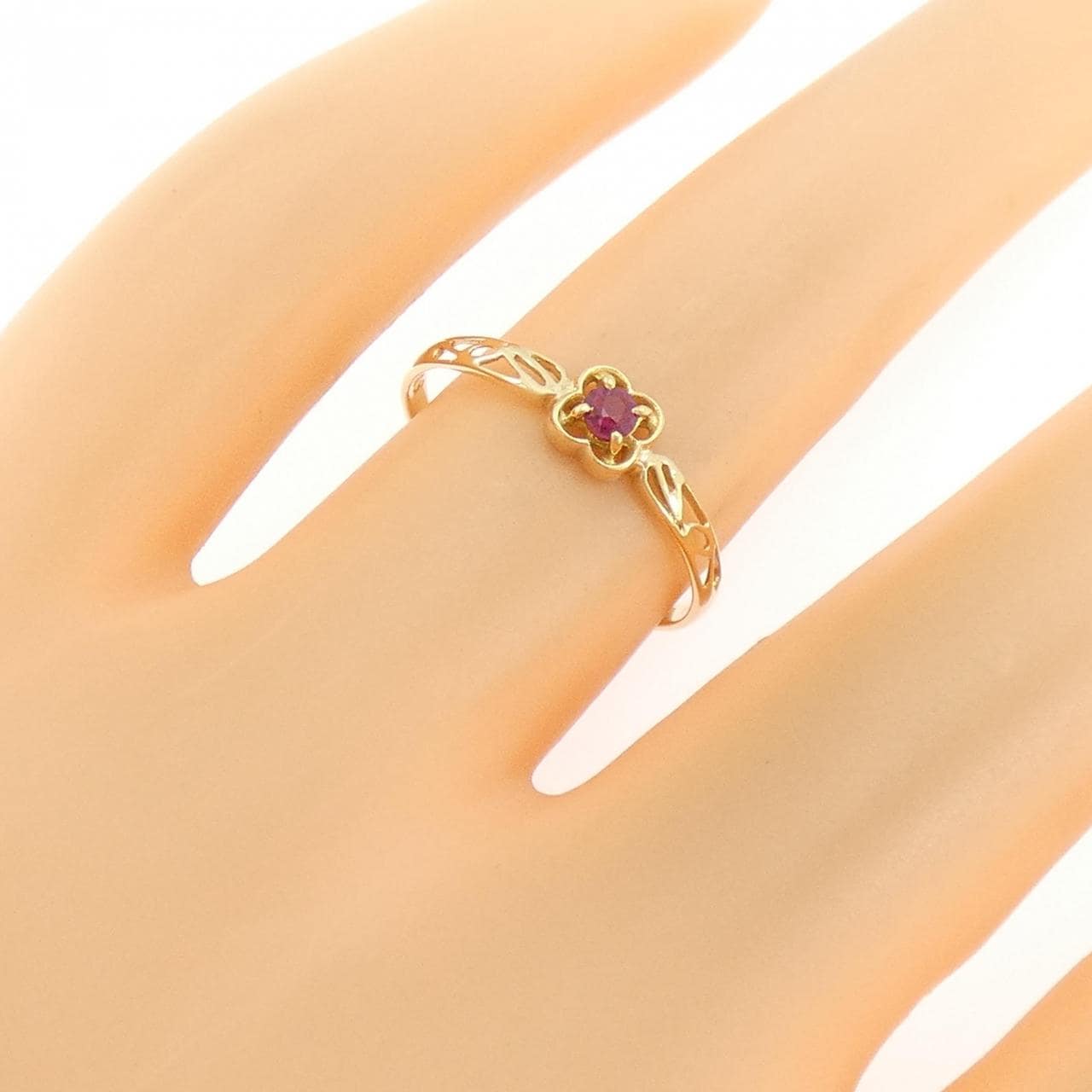 K18YG ルビー リング 0.084CT