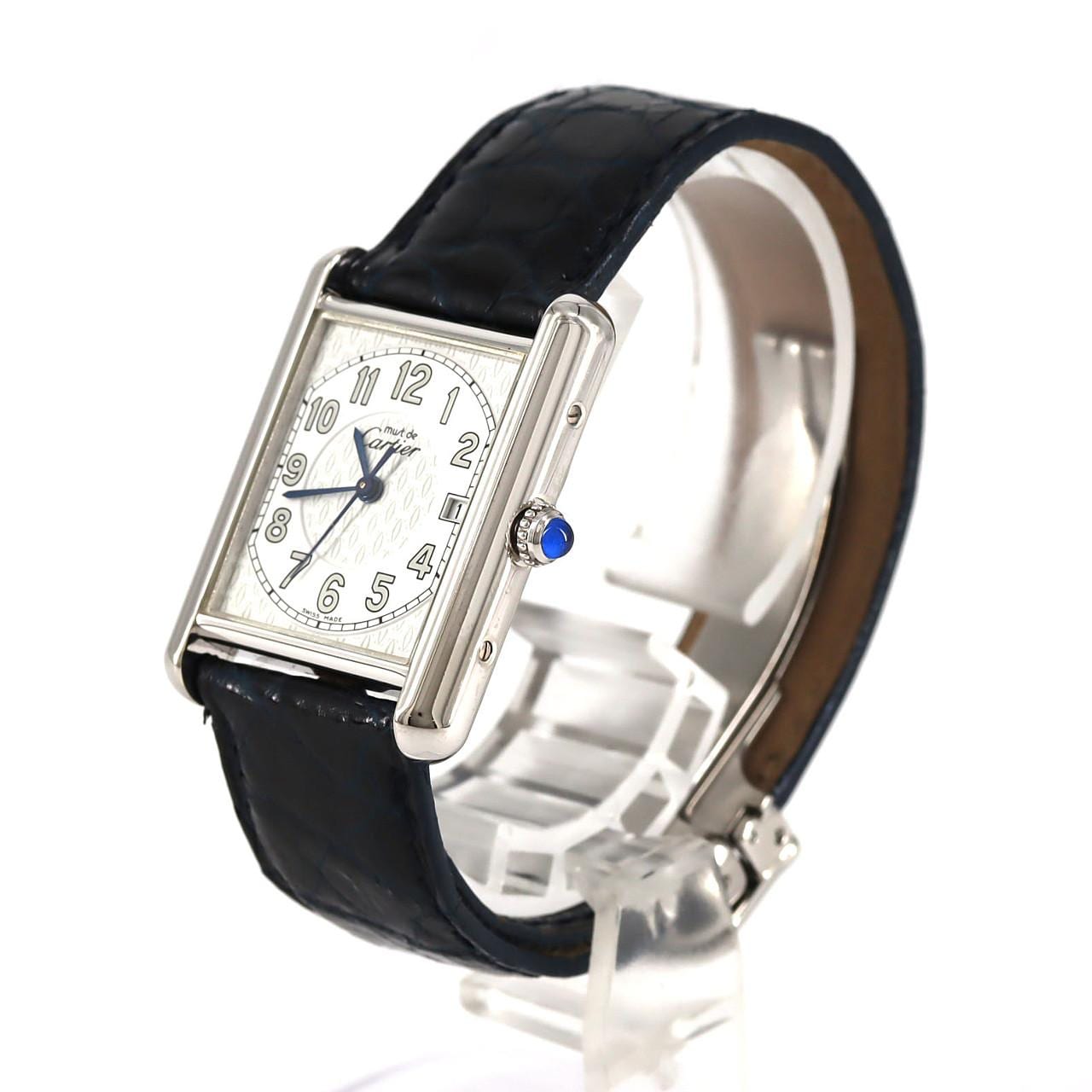 Cartier Must Tank Date LM W1014354 Silver Quartz
