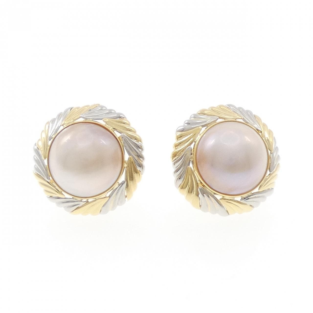 K18YG/PT900 Mabe pearl earrings