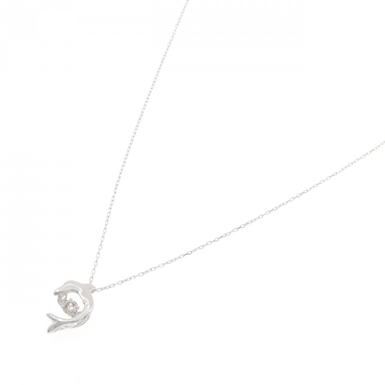K10WG ドルフィン ダイヤモンド ネックレス 0.05CT