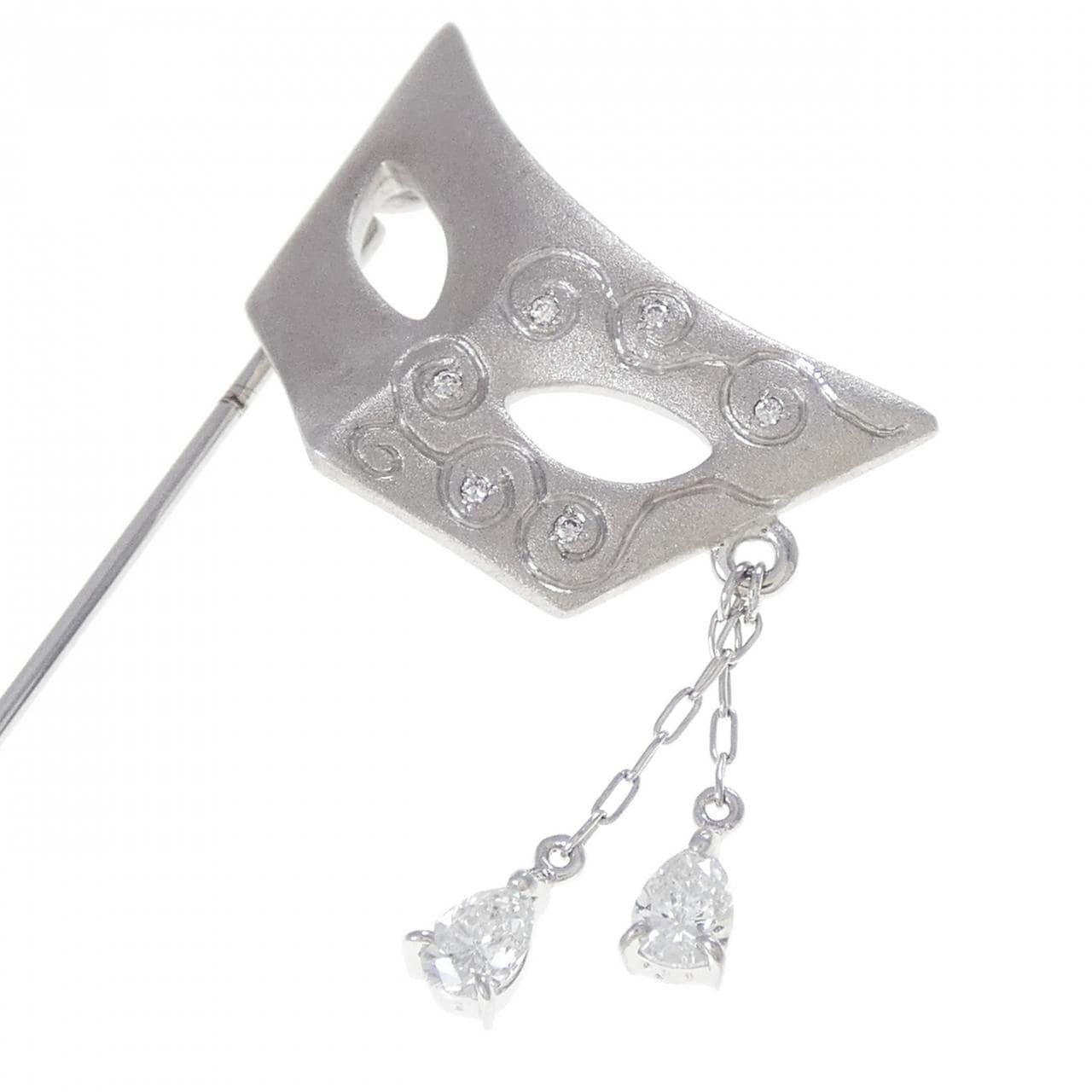 K18WG/K14WG ダイヤモンド ブローチ 0.23CT