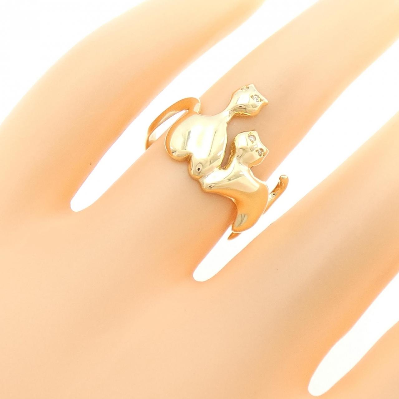K18YG キャット ダイヤモンド リング 0.01CT