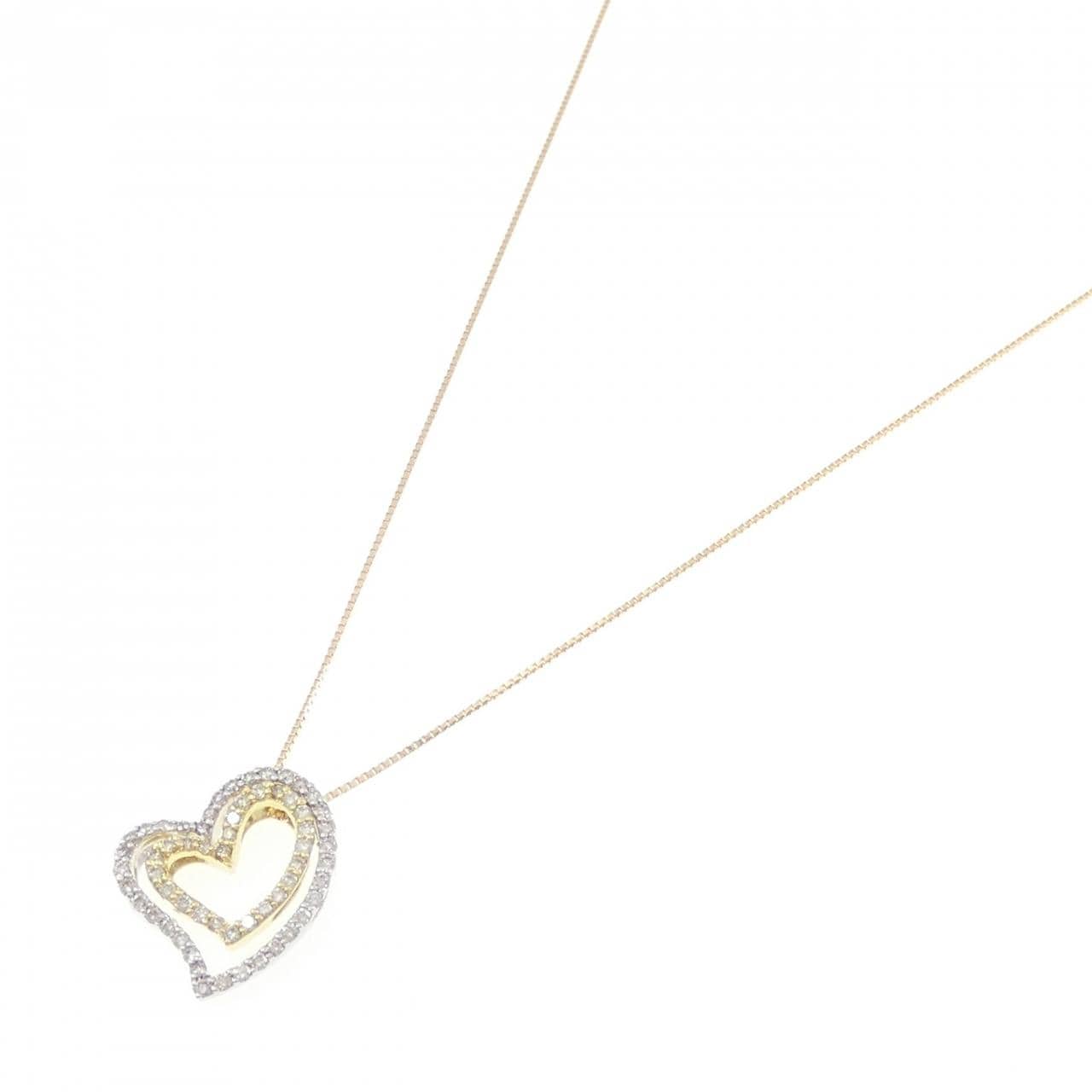 K18YG/K18WG ハート ダイヤモンド ネックレス 0.50CT