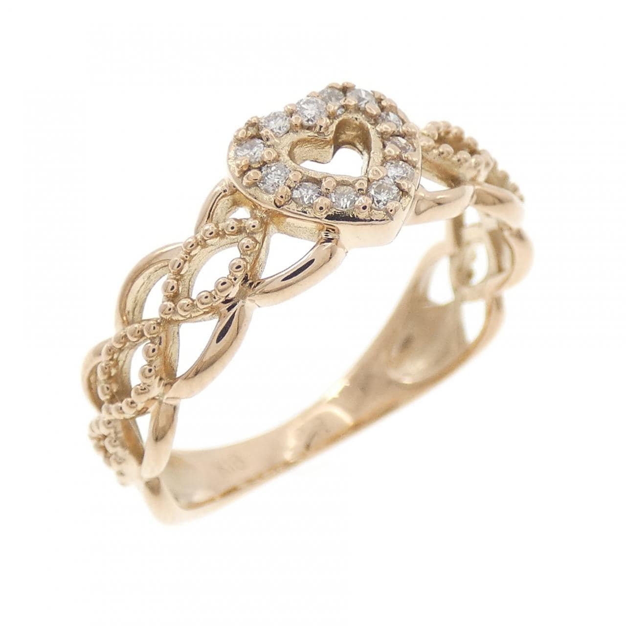 K18PG ハート ダイヤモンド リング 0.09CT
