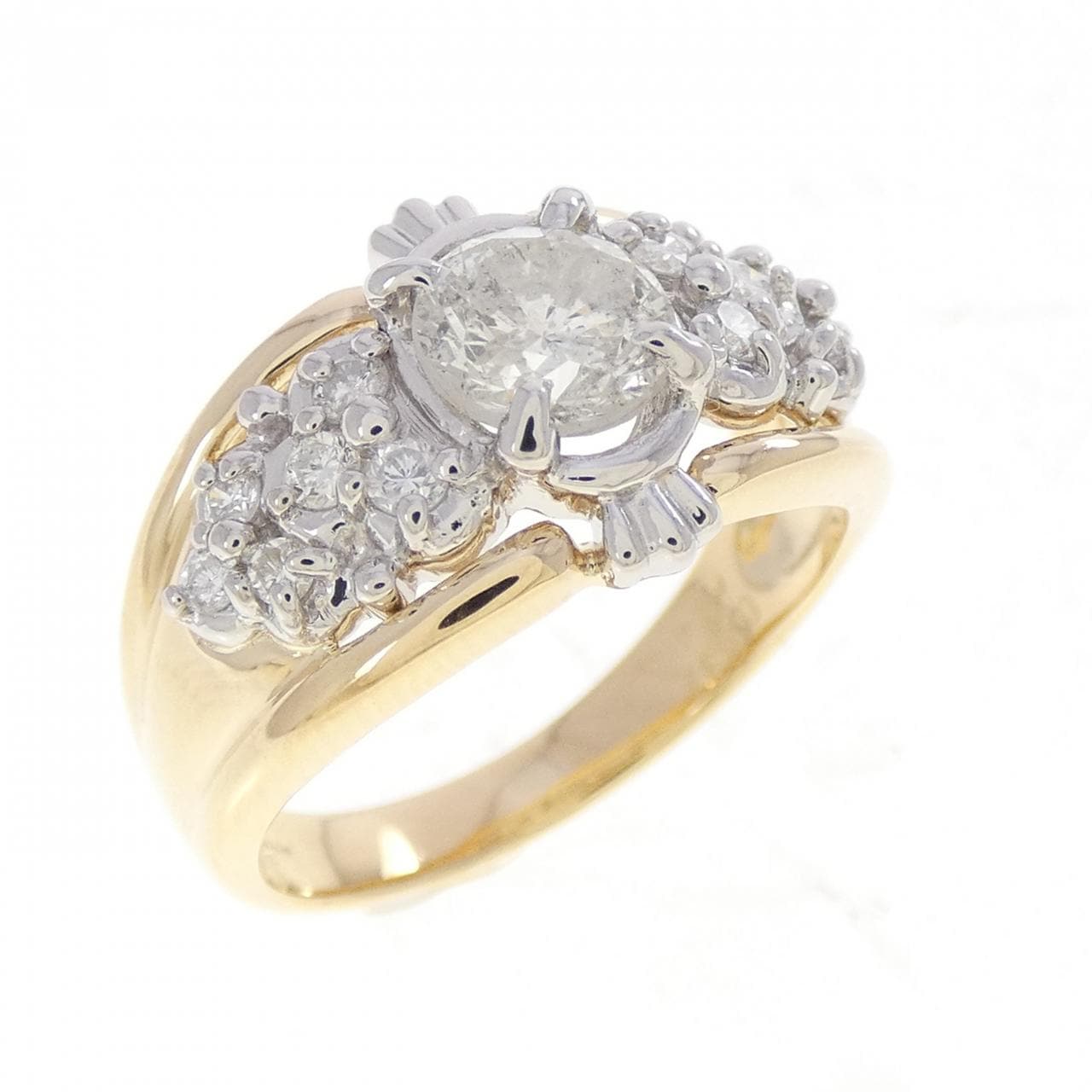 K18YG/PT900 ダイヤモンド リング 0.837CT