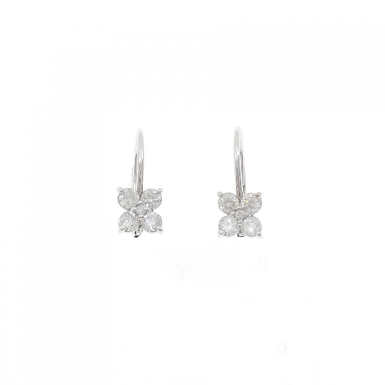K18WG フラワー ダイヤモンド ピアス 0.60CT
