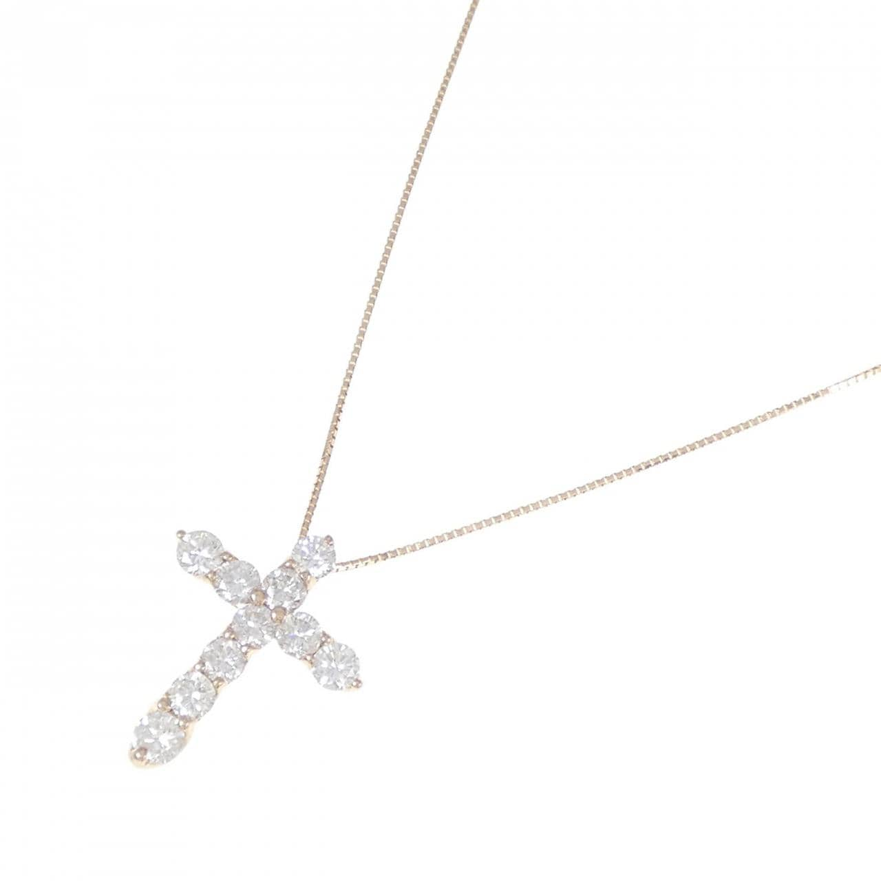 K18PG Cross Diamond Necklace 1.53CT