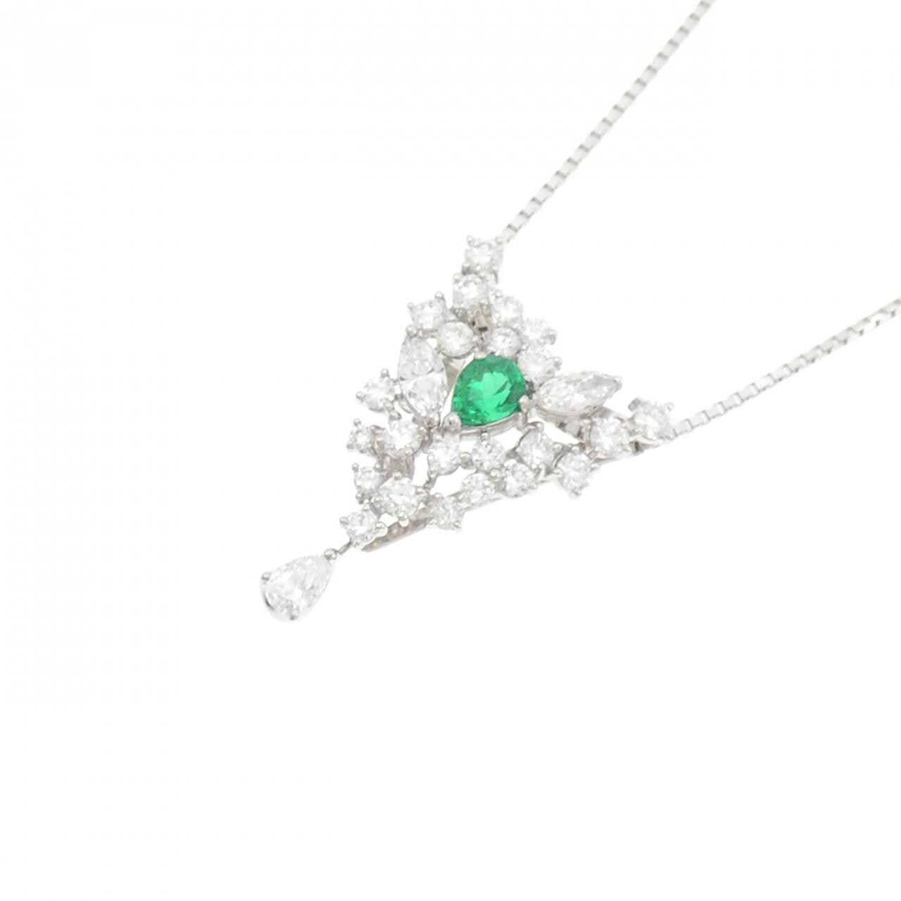 PT900/PT850 エメラルド ネックレス 0.41CT