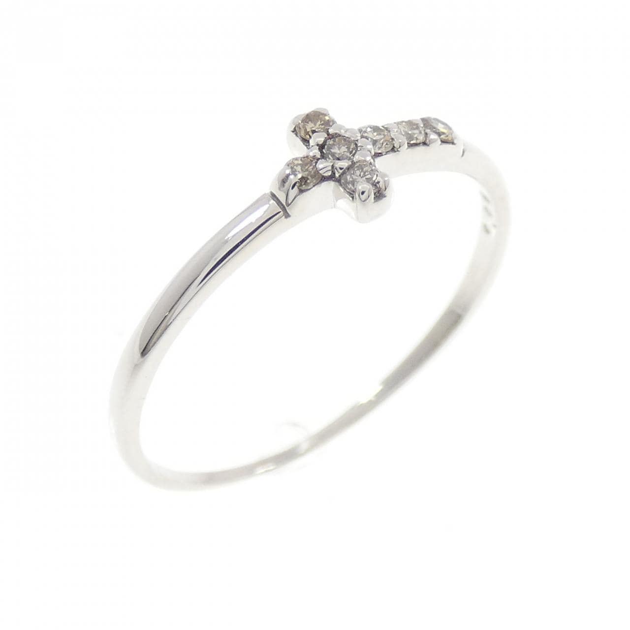 K10WG クロス ダイヤモンド リング 0.06CT