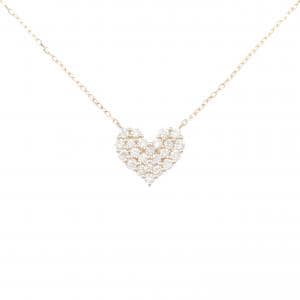 K18PG Heart Pave Diamond Necklace 0.50CT