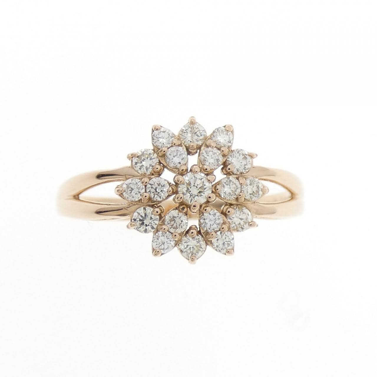 K18PG花朵钻石戒指0.30CT