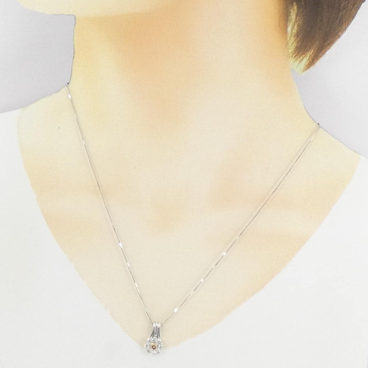 K18WG flower Diamond necklace 0.27CT
