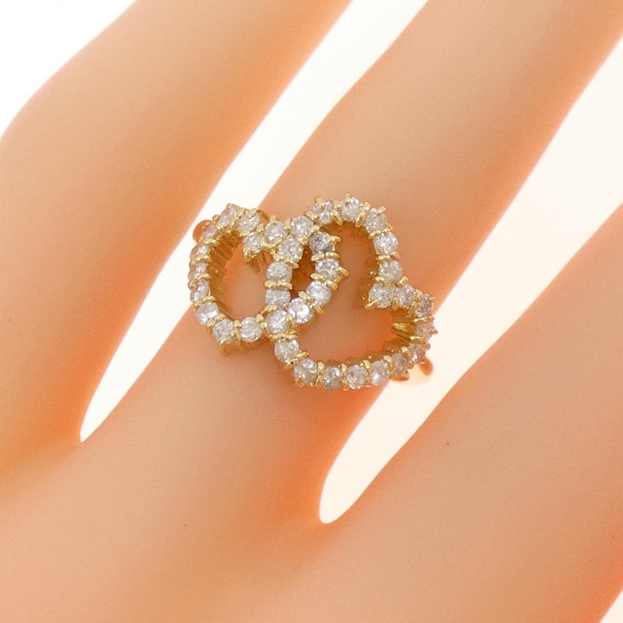 K18YG ハート ダイヤモンド リング