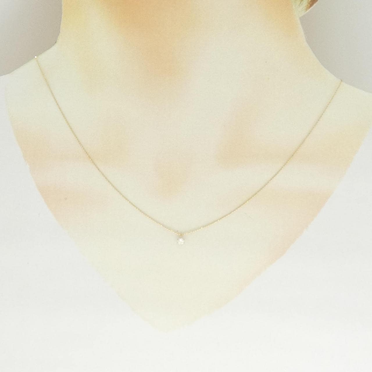 K18YG ソリティア ダイヤモンド ネックレス 0.10CT