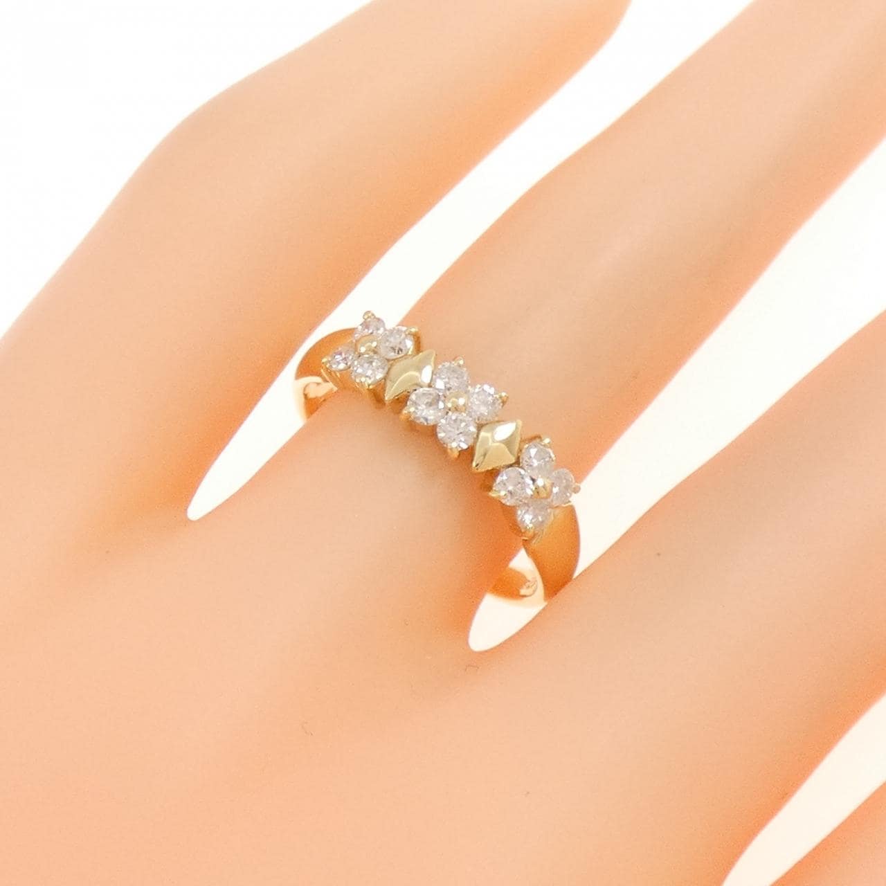 K18YG フラワー ダイヤモンド リング 0.415CT
