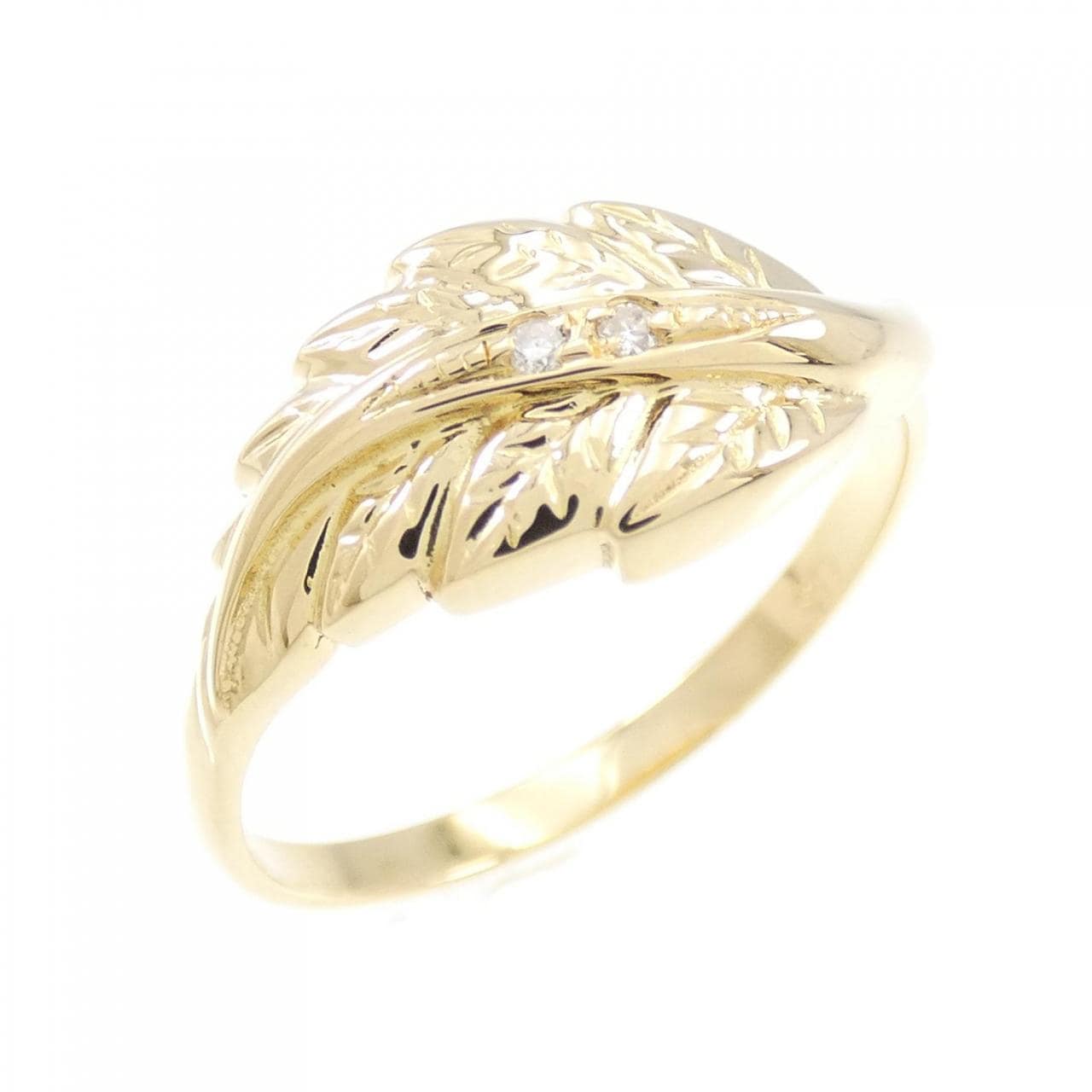 K18YG leaf Diamond ring
