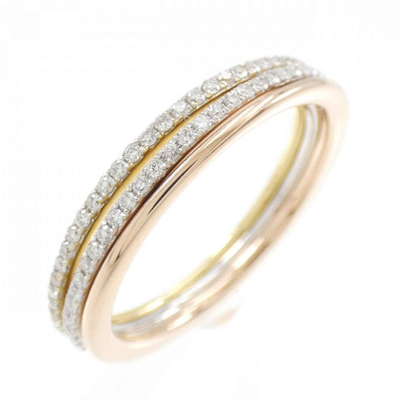 K18スリーカラー ダイヤモンド リング 0.22CT