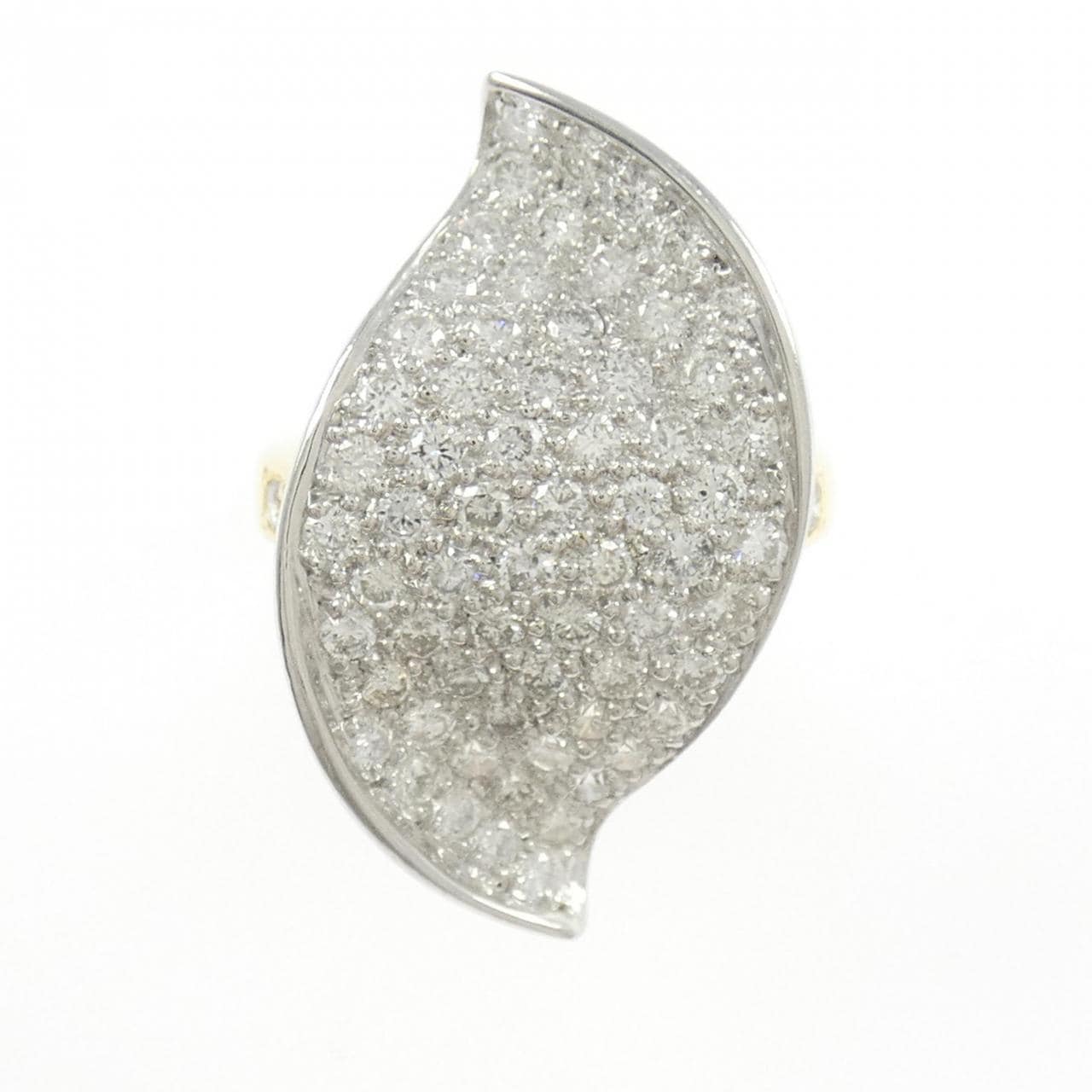 K18YG/K18WG パヴェ ダイヤモンド リング 1.55CT