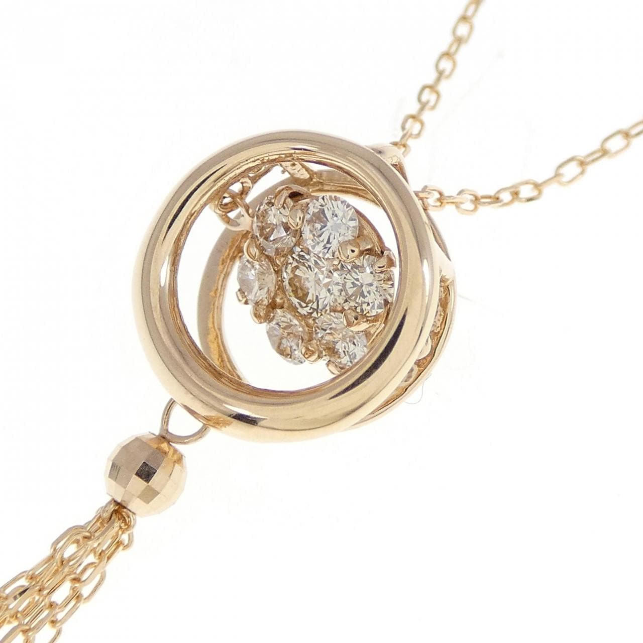 K18PG フラワー ダイヤモンド ネックレス 0.30CT
