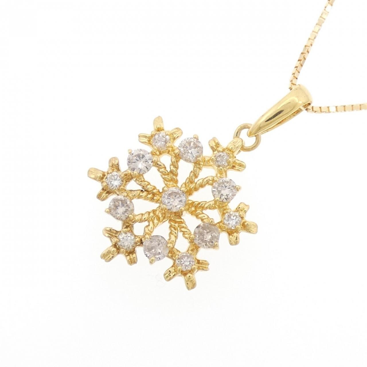 K18YG スノーフレーク ダイヤモンド ネックレス 0.50CT