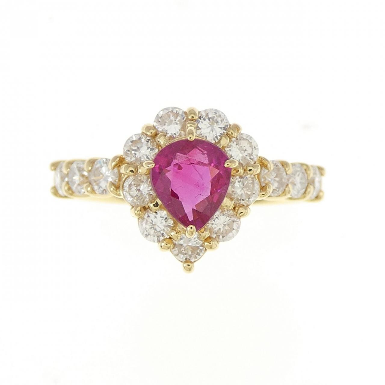 K18YG ルビー リング 0.63CT