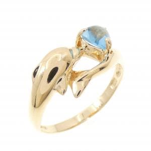 K18YG ドルフィン ブルートパーズ リング