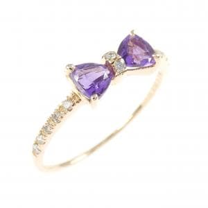 K18PG リボン アメジスト リング 0.42CT