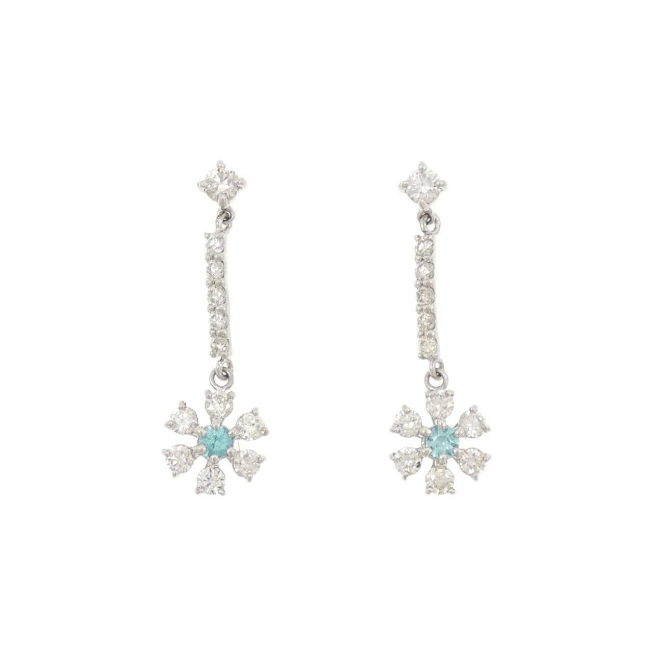 【新品】PT900 フラワー トルマリン ピアス 0.08CT