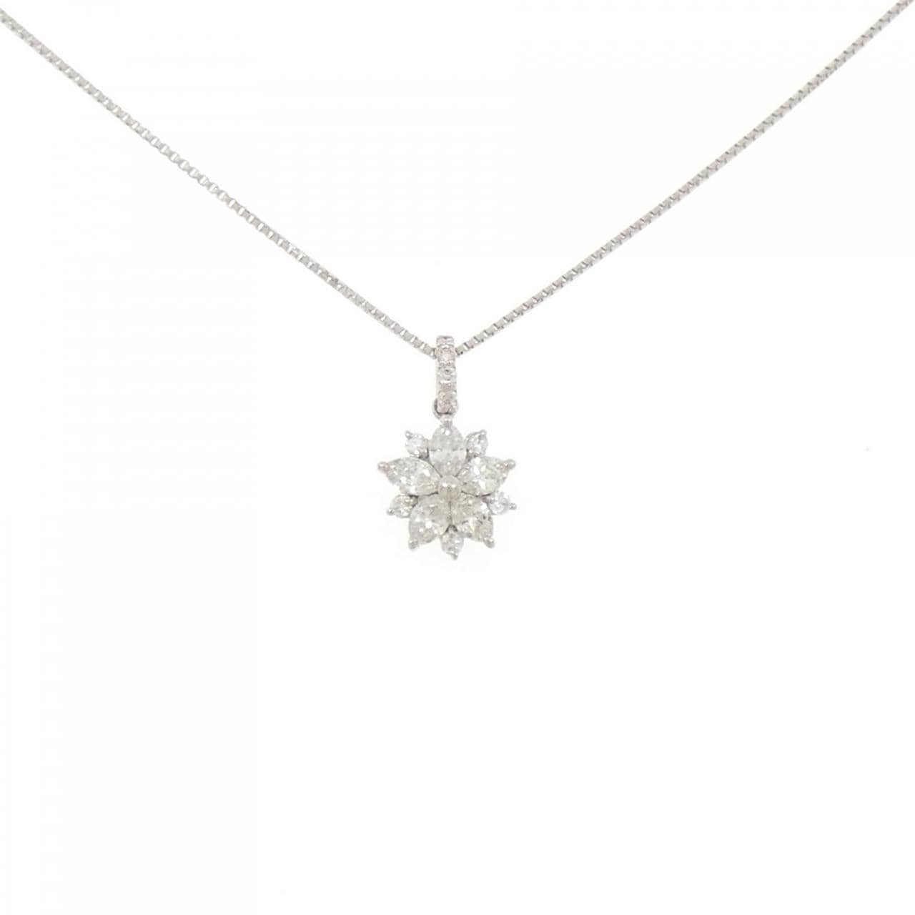 【新品】PT900/PT850 フラワー ダイヤモンド ネックレス 0.30CT