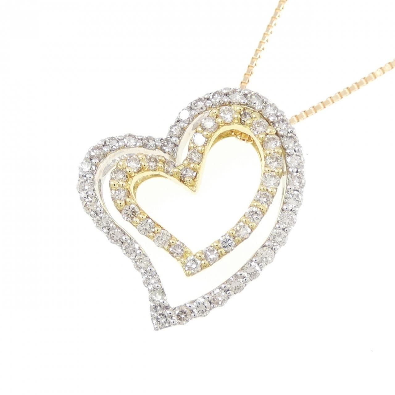 K18YG/K18WG ハート ダイヤモンド ネックレス 0.50CT
