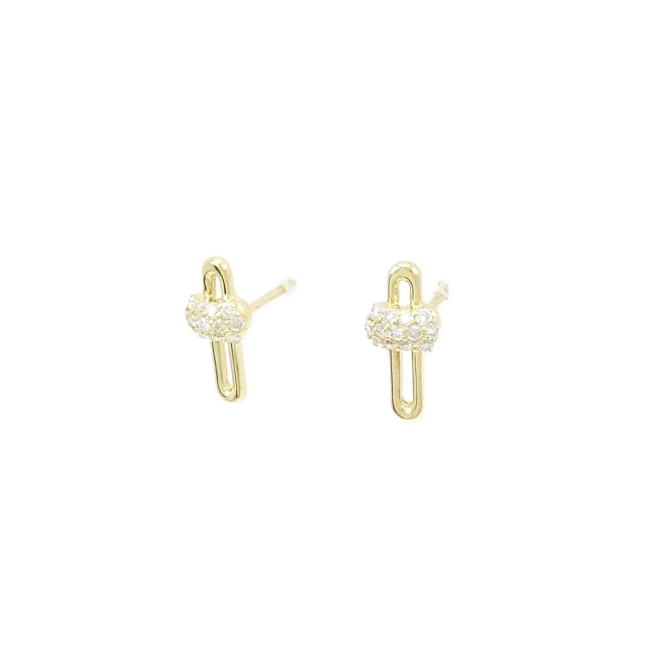 K18YG Pave Diamond Earrings 0.26CT