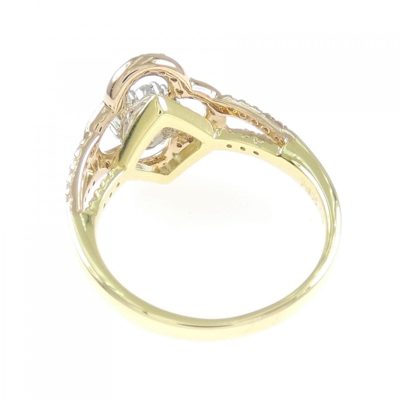 K18YG/PT900/K18PG フラワー ダイヤモンド リング 0.81CT