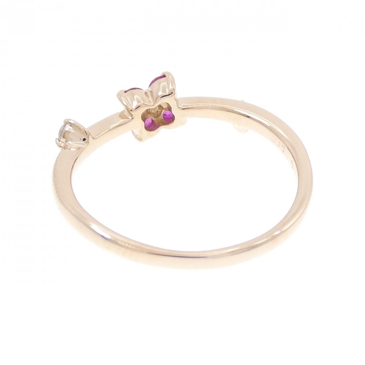 K18PG フラワー ルビー リング 0.17CT
