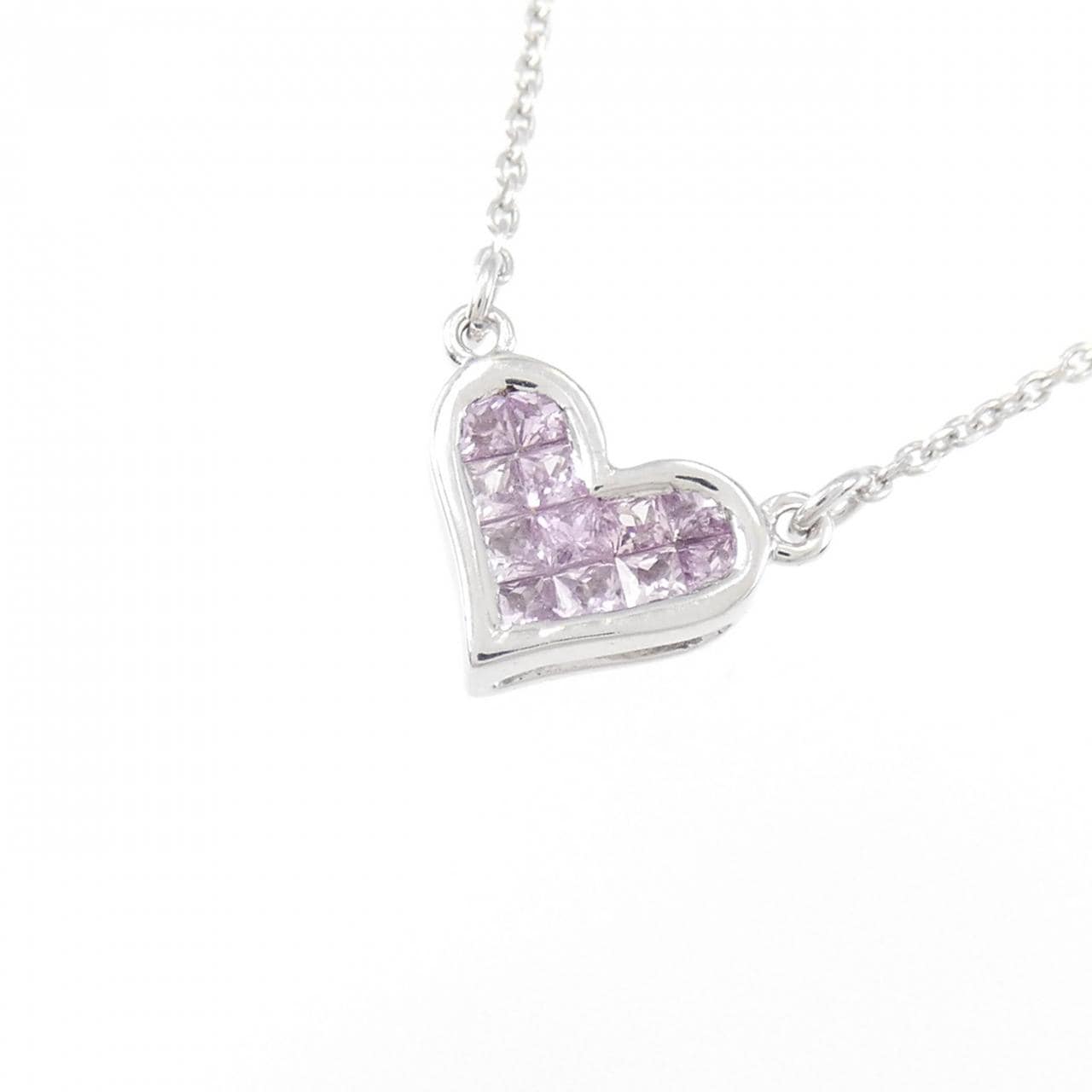 K10WG ハート サファイヤ ネックレス 0.26CT