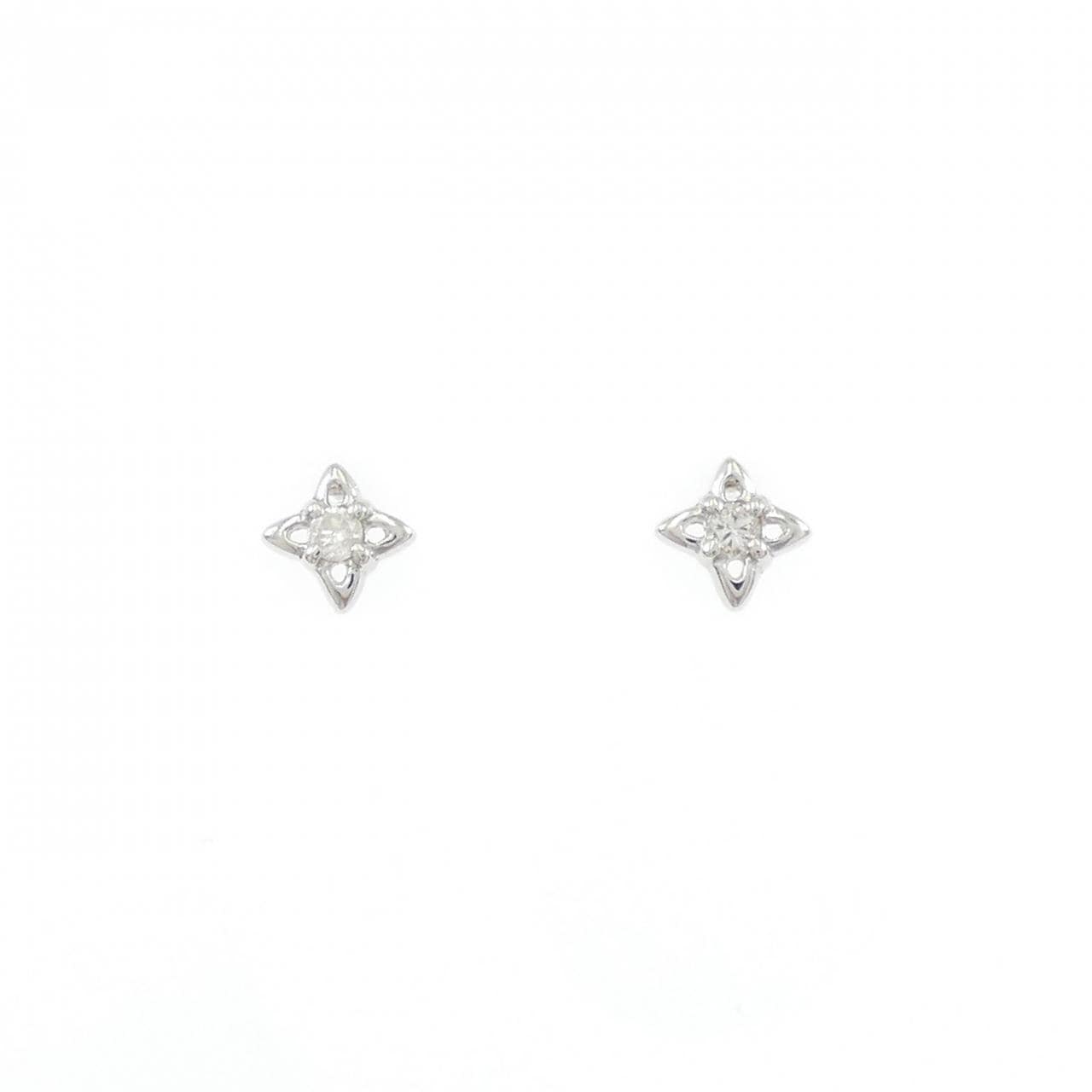 PT900 フラワー ダイヤモンド ピアス