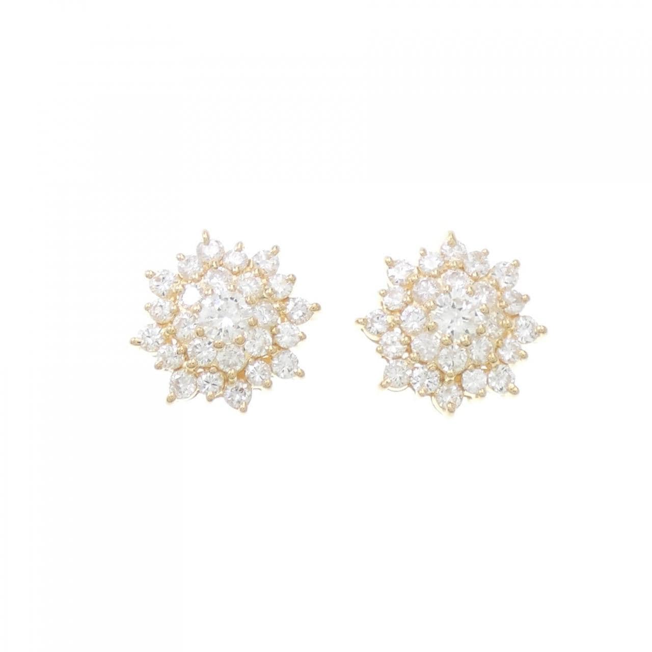 K18YG flower Diamond earrings 1.00CT