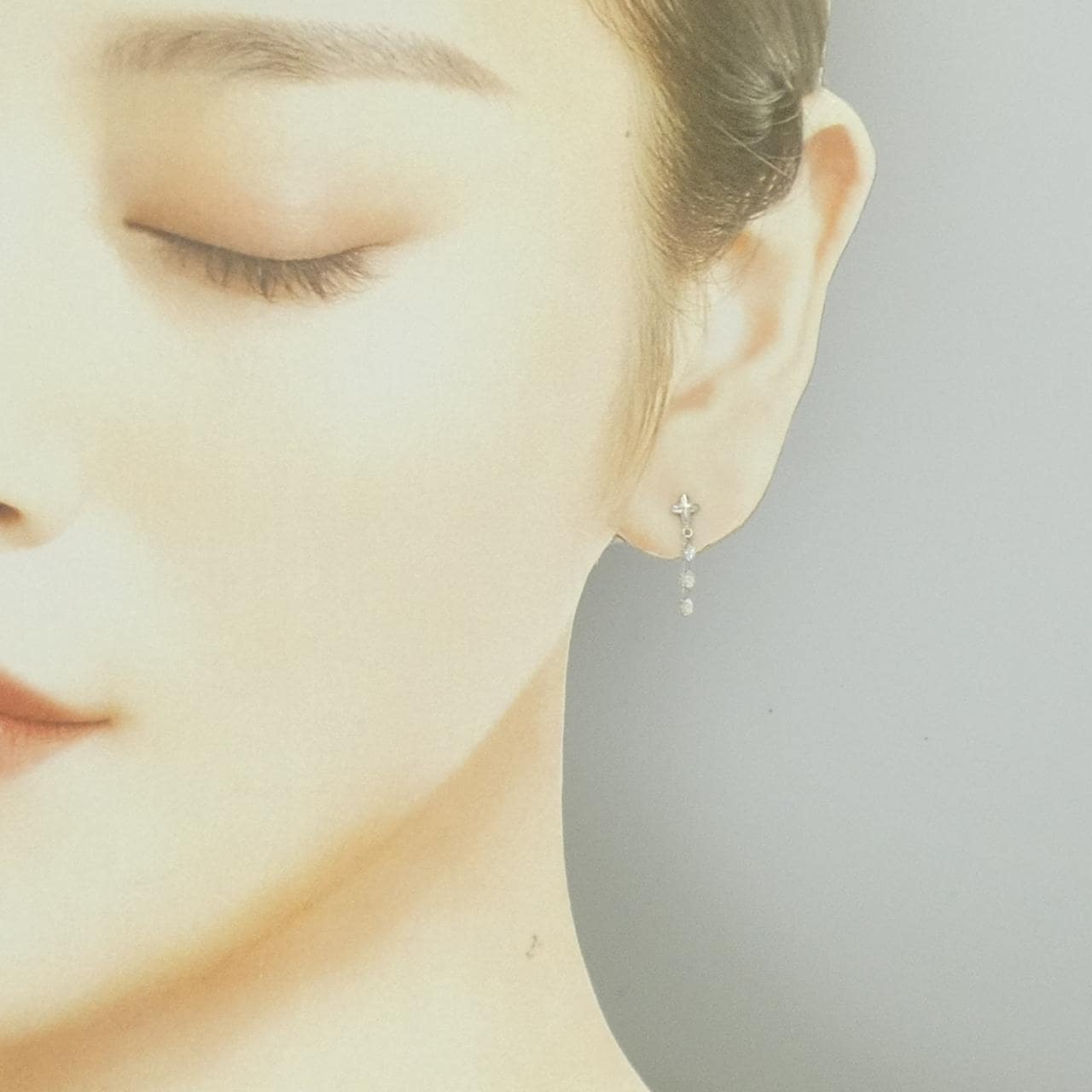 K18WG クロス ダイヤモンド ピアス 0.50CT