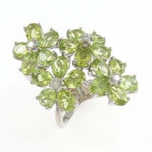 750WG フラワー ペリドット リング 10.40CT